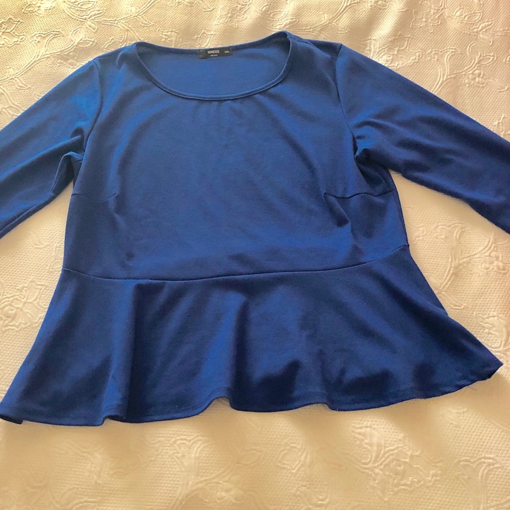 Blue Peplum Top